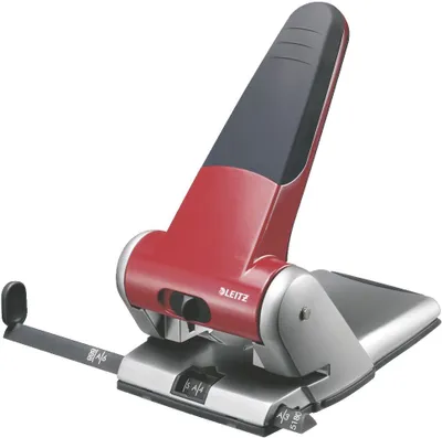 Immagine prodotto di Leitz 5180-00-25 5180 Perforatore per fascicoli fino ad A3 - 65 fogli, con barra di arresto, rosso