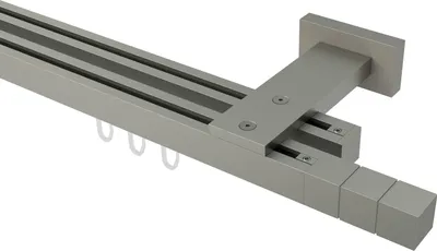 Produktbild von Interdeco Innenlaufstange / Gardinenstange mit Innenlauf Satin-Silber, Typ Quadline Cubes (Rillenquader), 20 x 20 mm 2-läufig, 600 cm