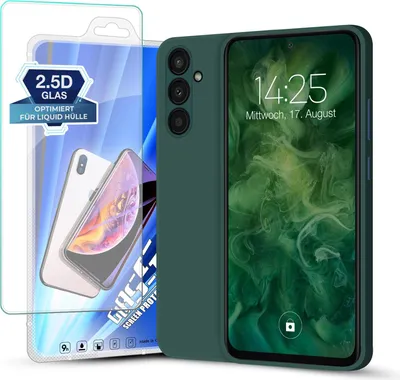 Produktbild von Hülle für Samsung Galaxy A54 5G mit 9H Displayglas Displayschutz Case Cover Bumper Smartphone Softgrip Schutzhülle Farbe: Grün