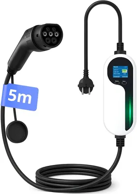 Immagine prodotto di Cavo di ricarica Loady tipo 2 spina Schuko, monofase, 5m, 6-16A, cavo di ricarica per auto elettriche tipo 2, stazione di ricarica mobile regolabile