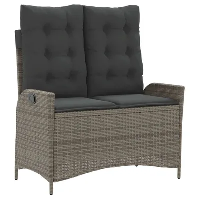 Produktbild von Gartenbank Verstellbar mit Kissen Grau Poly Rattan