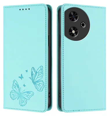Image de Étui en cuir pour Honor Play50, motif papillon, étui portefeuille à rabat avec support, vert menthe