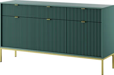 Produktbild von Masseno Kommode STELLARE 154 cm Sideboard mit 3 Schubladen und 3 Türen für Wohnzimmer Schlafzimmer Modern 154x39x83 cm Hellgrün / Hellgrün