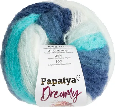 Obrázok produktu pre Priadza PAPATYA DREAMY - 100 g / 240 m - tyrkysová, modrá, biela