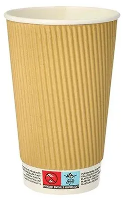 Produktbild von 200 Einweg-Kaffeebecher, Pappe "pure", 0,4 l, doppelwandig Kaffee Glühweinbecher Heißgetränk Ripple Pappbecher