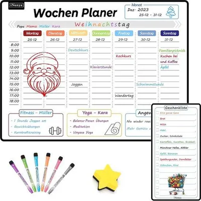 Obrázok produktu pre Magnetický týždenný plánovač Famanu – zoznam úloh na chladničku – 40 cm x 30 cm