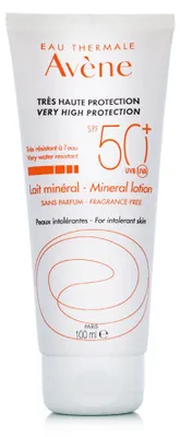 Obrázok produktu pre Avène mlieko Avène Solaires Gamme Blanche 100% Minérale Lait Minérale SPF50+ 100ml