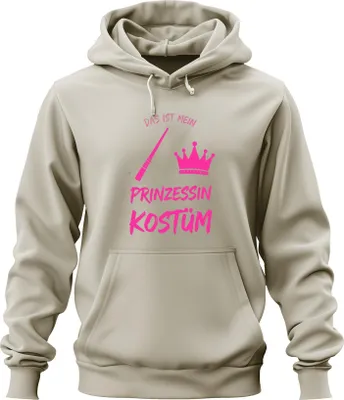 Produktbild von Prinzessin Kostüm Krone Zauberstab Karneval Fasching Geschenk Uni Hoodie Kapuzenpullover, Natur, L