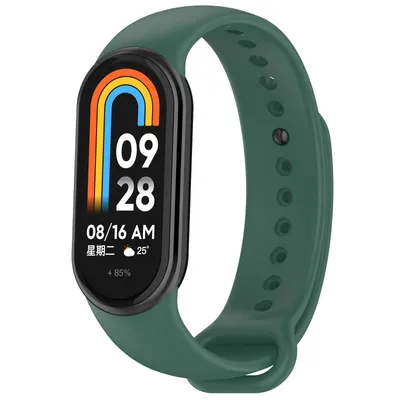 Produktbild von Bizon Strap Watch Dots Silikonarmband für Xiaomi Smart Band 9 / 9 NFC / 8, Dunkelgrün