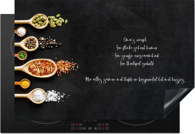 Produktbild von KitchenYeah© Herdabdeckplatte Sprichwörter - Großmutters Rezept - Zitate - Kochen , 76x51cm, Küche Deko, Glaskeramikkochfeld Herdabdeckung, Abdeckplatte fùr Kochfeld