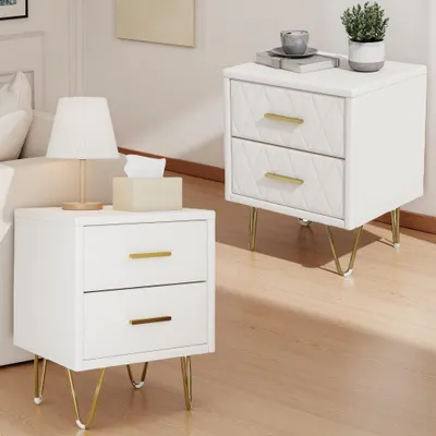 Obrázok produktu pre Nočný stolík UnboxG set 2 béžovýchPolyuretáns 2 zásuvkami, moderný nábytok do spálne, robustný a ľahko čistiteľný