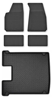 Productafbeelding van Rubberen automatten + kofferbakmat voor Volkswagen Caravelle T5 2003-2015 – 5-delig, zwart, op maat – Wielganizator Semi-Universal