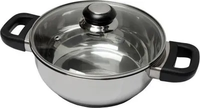 Produktbild von Kochtopf Baumalu Saphir, 24 cm, Edelstahl, Glasdeckel, Induktionsgeeignet, Bakelitgriffe