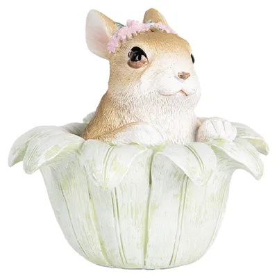 Image de Clayre & Eef Figurine de décoration Lapin 12x12x12 cm Beige Plastique