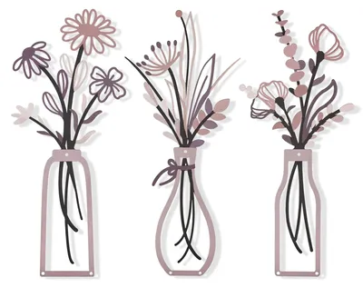 Produktbild von Set aus 3 Metallblumen Wanddekoration