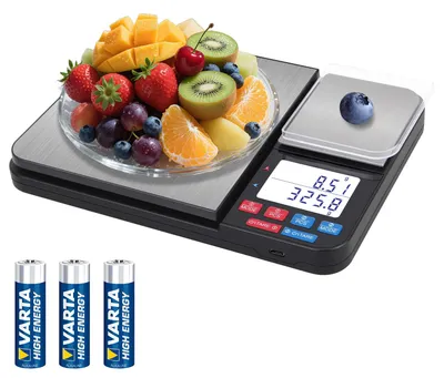 Digitale Küchenwaage, 2 Plattformen, 10 kg/1 g & 500 g/0,01 g