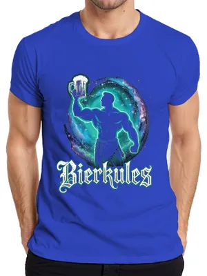 Productafbeelding van Bierkules, bierkan, spierenzelf, carnaval, bierliefhebber, , heren T-shirt, blauw, maat L