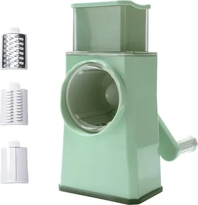 Produktbild von Gemüseschneider 3-in-1, Handkurbelreibe Mit Trommelraspel Und Grobhobel, Für Kartoffeln Radieschen Zwiebeln Karotten