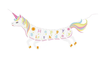 Produktbild von Girlande "Happy Birthday" / 2,5m / "Einhorn"