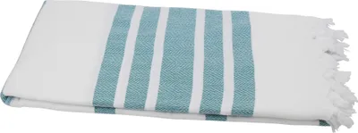 Produktbild von Saunatuch Hamamtuch XL | 95x210 cm | Fisch Style petrolgrün weiß