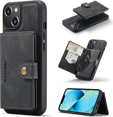 Produktbild von König Design Hülle kompatibel mit Apple iPhone 14 Plus Kunstleder Handyhülle - Handy Case Schwarz