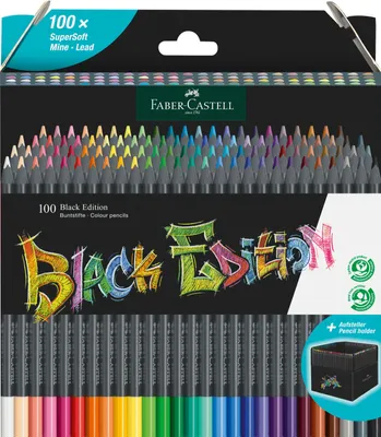 Produktbild von FABER-CASTELL Dreikant-Buntstifte Black Edition 100er Etui