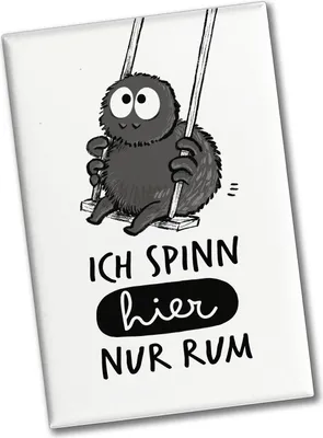Produktbild von Hary die Spinne Souvenir Magnet eckig mit Spruch Ich spinn hier nur rum