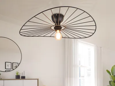 Produktbild von Ausgefallene LED Deckenleuchte einflammig groß geschwungen Metall Schwarz Ø 60cm