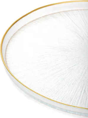 Produktbild von Teller Speiseteller Servierteller Glasteller MONZE transparent mit Goldrand 28 cm HOMLA