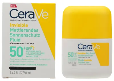 Produktbild von CERAVE Sonnenschutz Fluid Invisi.mattier.SPF 50+ 50ml PZN 20115679