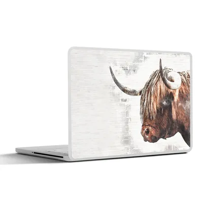 Produktbild von MuchoWow® Laptop Aufkleber Sticker Cover Scottish Highlander - Tiere - Zeitungsartikel 32.5x23.5 cm - Sticker für Laptop - Selbstklebend