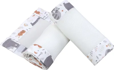 Produktbild von TupTam Gitterstäbe Schutz Netz Babybett Nestchen 3D Mesh 2 Pack, Farbe: Wilde Tiere, Größe: ca. 128 x 30 cm (für Babybett 140x70)