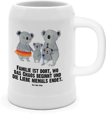 Produktbild von Mr. & Mrs. Panda Krug Koala Familie - Weiß - Geschenk, Kinder, Humpen, Steinkrug, Mama, Seidel, Keramikkrug, Koalas, Family, Bruder, Tonkrug
