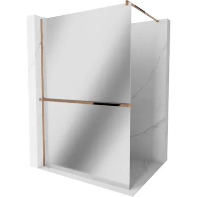 Obrázek produktu pro Mexen Kioto+ sprchová zástěna s poličkou a kolejnicí 90 x 200 cm, Zrcadlo 8 mm, Zlatorůžová - 800-090-121-60-50