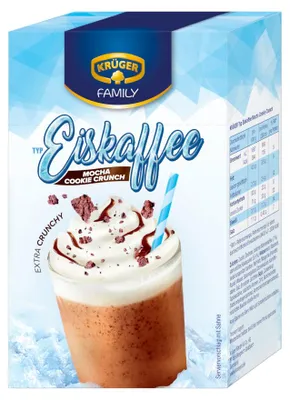 Produktbild von Krüger Eiskaffee Mocha Cookie Crunch Instantpulver 10x15g Packung 150g
