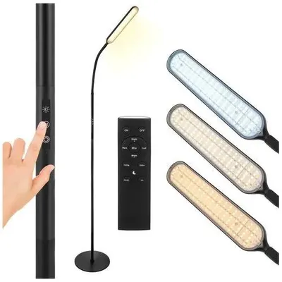 Zdjęcie produktu dla LAMPA PODŁOGOWA 180 cm LED STOJĄCA CZARNA REGULOWANA TIMER PILOT