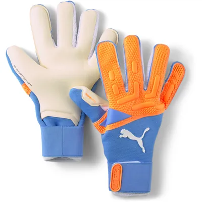Produktbild von Puma FUTURE Pro Hybrid Torwarthandschuhe Herren orange blau glimmer Gr 9,5