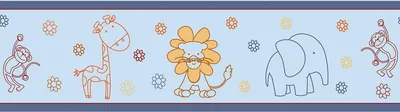 Produktbild von Sanders & Sanders selbstklebende Tapetenbordüre Tiere Blau 10 x 500 cm