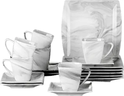 Produktbild von Tafelservice – 6 Personen – 18-teilig – Porzellan – Marmoroptik