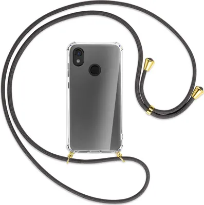 Produktbild von Handykette Backcover-Schutzhülle mit Band (Metall goldfarben) für Cat S52 - dunkelgrau