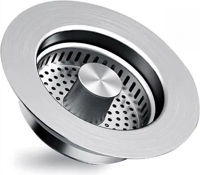Image de Bouchon de vidange escamotable en acier inoxydable 304 pour évier avec perçage de 72 à 87 mm, profondeur > 40 mm.