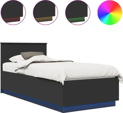 Zdjęcie produktu dla vidaXL Rama łóżka z zagłówkiem czarna 100 x 200 cm materiał drewnopochodny