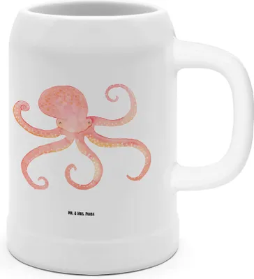 Produktbild von Mr. & Mrs. Panda Krug Tintenfisch - Weiß - Geschenk, Humpen, Seidel, Meer, Steinkrug, Krake, Bier, Tiere, Meerestier, Ozean, Wasser, Tonkrug
