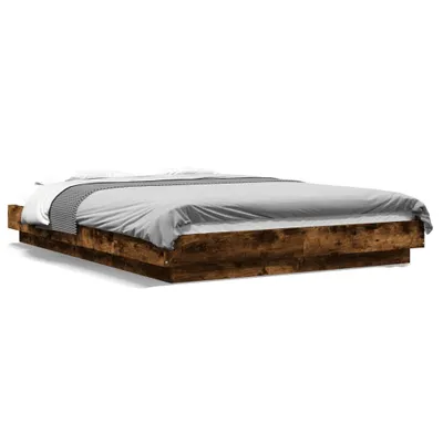 Produktbild von vidaXL Bettgestell mit LED Räuchereiche 120x190 cm Holzwerkstoff