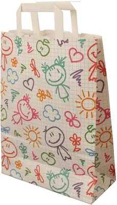 Produktbild von Papiertragetaschen "Happy", 80 g/qm, 26 + 12 x 35 cm, 10 Stück