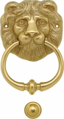 Produktbild von Casa Padrino Barock Türklopfer Löwe Messing H. 15 cm - Barock Wohnaccessoires