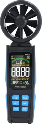Zdjęcie produktu dla Cyfrowy anemometr, bardzo czułe łopatki, obrót o 180��, dokładny pomiar prędkości wiatru i temperatury z podświetlanym ekranem LCD dla