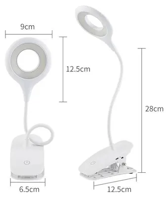 Produktbild von LED Leselampe - Klemmleuchte - Touchsteuerung - Augenfreundlich - USB-wiederaufladbar - 3 Lichtmodi - Weiß