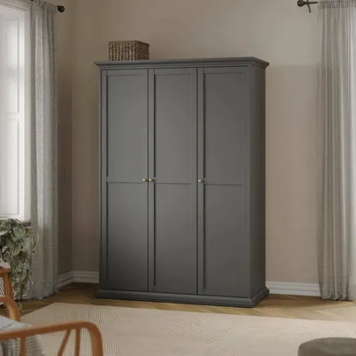 Produktbild von 3-türiger Kleiderschrank - Schlafzimmer Grau 60,5x138,8 cm