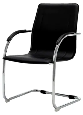 Produktbild von Schwarzer Freischwinger Bürostuhl aus Kunstleder für Wohnzimmer, Büro und Schlafzimmer